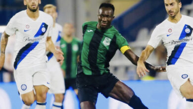 Ghana’s Raphael Dwamena scores for Egnatia in friendly defeat to Inter Milan