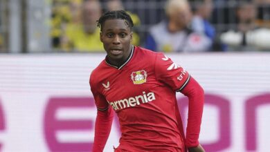 Jeremie Frimpong scores in Bayer Leverkusen's thrashing of Teutonia Ottensen