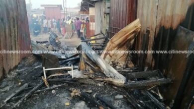 Fire engulfs over 20 containers near Datus Complex School in Kasoa