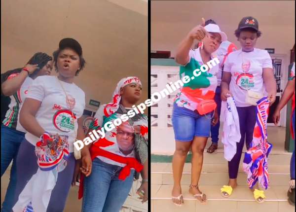 Video: Female Supporters Of The NDC Set NPP Party T-shirt On Fire