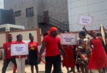 Congregants at Gethsemane Presbyterian Church protest against galamsey